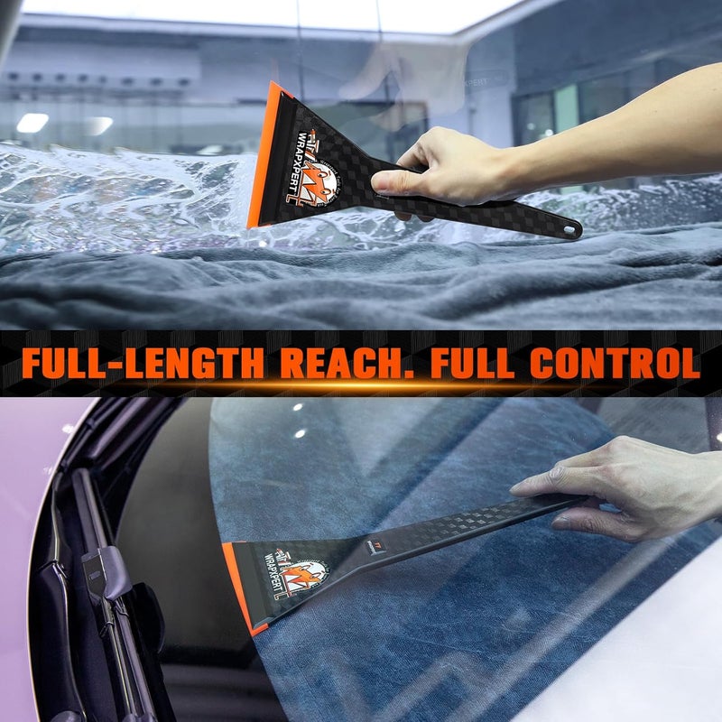 WRAPXPERT Window Tint Squeegee Car Front Window Tint Tools 11.8-inch Long Handle Rubber Scraper for Windshield/Rear Glass Deep Corner Reach Vehicle Tinting Kit - Image 5